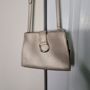 Lauren Ralph Lauren Silver Leather City Crossbody Bag